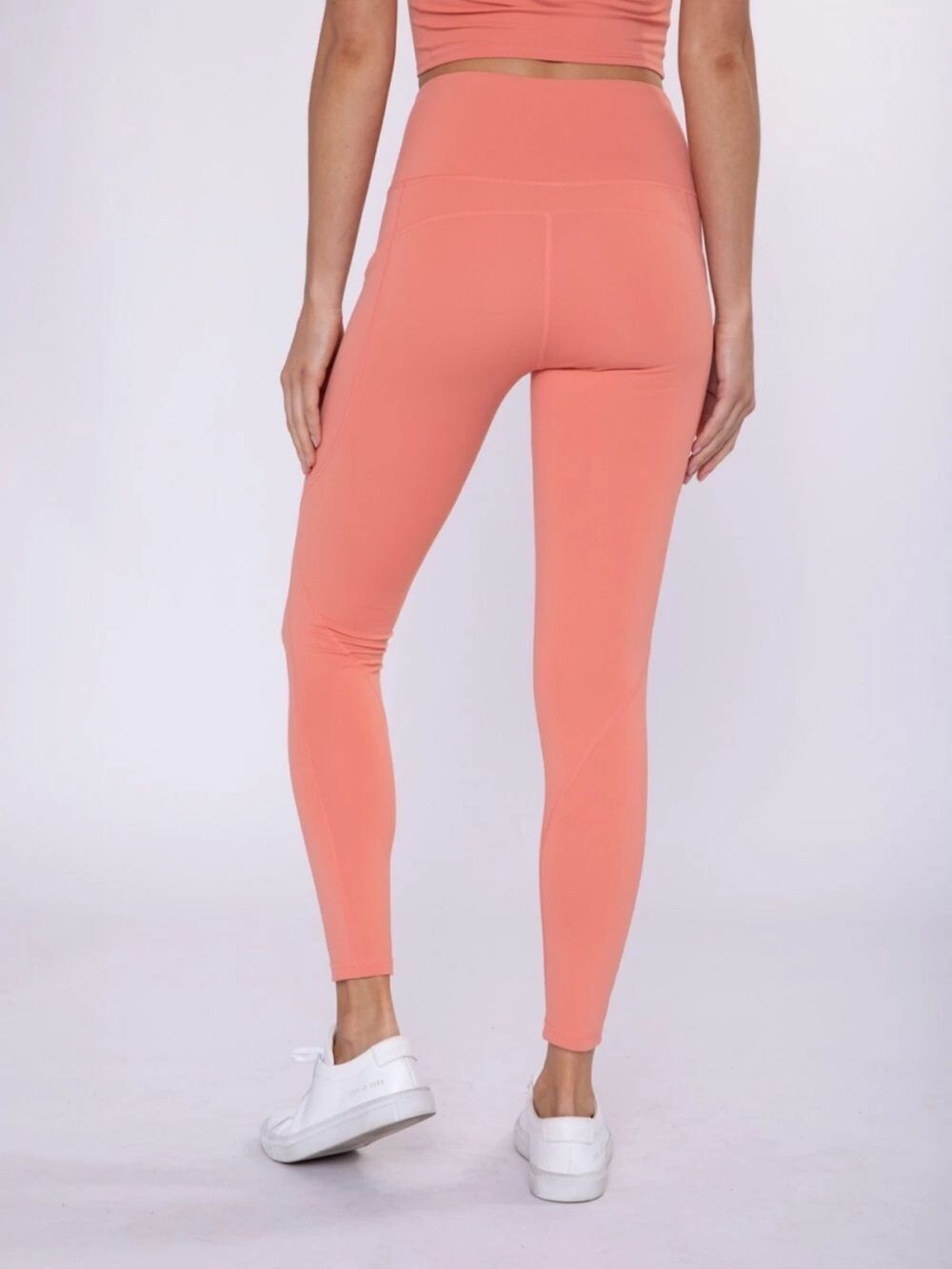 Mono B Women's Cross Over Leggings In Coral Size Large